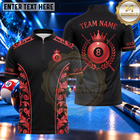 Maxcorners Vintage Flourish Cue Ball Billiards Multiple Options Personalized Name, Team Name 3D Shirt