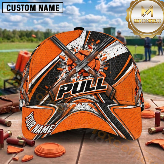 Maxcorners Trap Shooting Shotgun Abstract Grunge Pull Graphic Multiple Options Personalized Name 3D Cap
