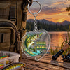 Maxcorners Circular Water Splash Fishing Artwork Personalized Name 2D Acrylic Keychain Ornament (8 Fish Species)