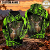 Maxcorners Trophy Buck Woodland Camo Shield Personalized Name 3D Hoodie