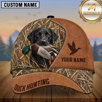 Maxcorners Tan Leather Marsh Camo Dog Hunting Multicolor Options Personalized Name 3D Cap
