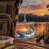 Maxcorners Sunset Speedboat Fishing Artwork Personalized Name 2D Acrylic Keychain Ornament (8 Fish Species)