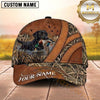 Maxcorners Rustic Brown Leather Cross Panel Duck Hunting With Dogs Multi Options Personalized Name 3D Cap