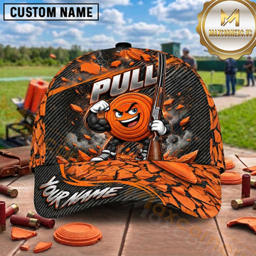 Maxcorners Trap Shooting Shotgun Lightning Clay Targets Pull Graphic Multiple Options Personalized Name 3D Cap
