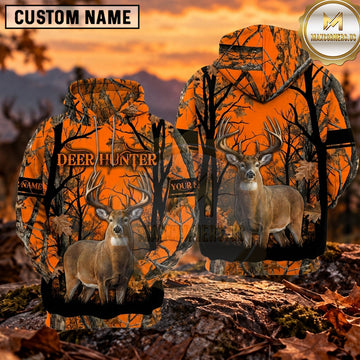 Maxcorners Deer Hunting Rustic Antler Frame Personalized Name 3D Hoodie