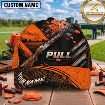 Maxcorners Trap Shooting Shotgun Honeycomb Clay Target Pull Graphic Multiple Options Personalized Name 3D Cap