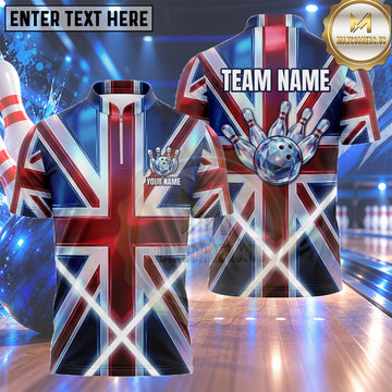 Maxcorners USA Flag Bowling Jersey Sweeping Patriotic Stripe Multiple Options Personalized Name, Team Name 3D Shirt