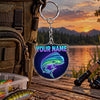 Maxcorners Neon Purple Night Fishing Artwork Personalized Name 2D Acrylic Keychain Ornament (8 Fish Species)