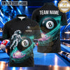 Maxcorners Cosmic Astronaut Galaxy 8 Ball Billiards Multiple Options Personalized Name, Team Name 3D Shirt