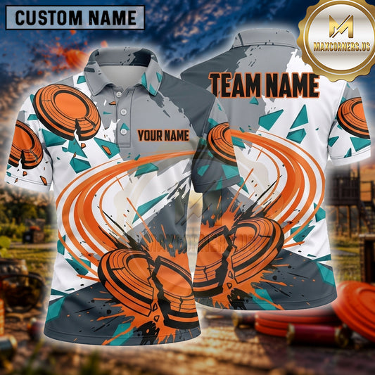 Maxcorners Trap Shooting Shirt Clay Shooting Abstract Brushstroke Multiple Options Personalized Name, Team Name 3D Shirt