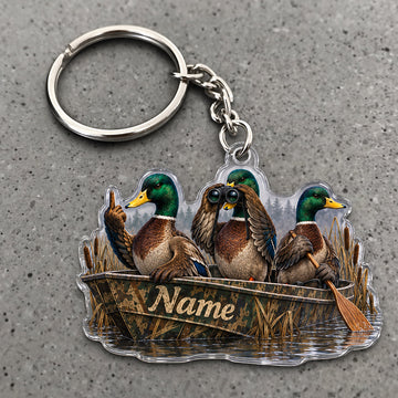 Maxcorners Mallard Duck Hunting Group Reed Blind Custom Name Trap Hunting Custom Gift 2D Flat Acrylic Ornament, Keychain