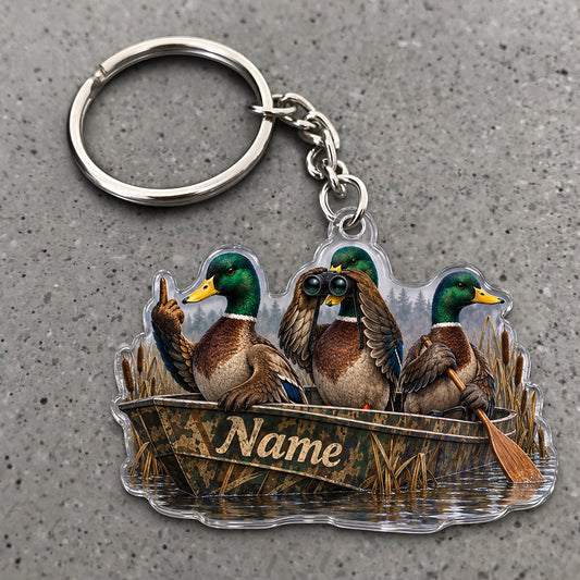 Maxcorners Mallard Duck Hunting Group Reed Blind Custom Name Trap Hunting Custom Gift 2D Flat Acrylic Ornament, Keychain