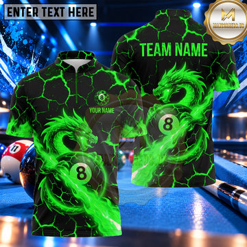 Maxcorners Mythical Eastern Dragon Flame Billiards Multiple Options Personalized Name, Team Name 3D Shirt