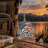 Maxcorners American Flag Fishing Shield Personalized Name 2D Acrylic Keychain Ornament (8 Fish Species)