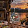 Maxcorners American Flag Fishing Shield Personalized Name 2D Acrylic Keychain Ornament (8 Fish Species)