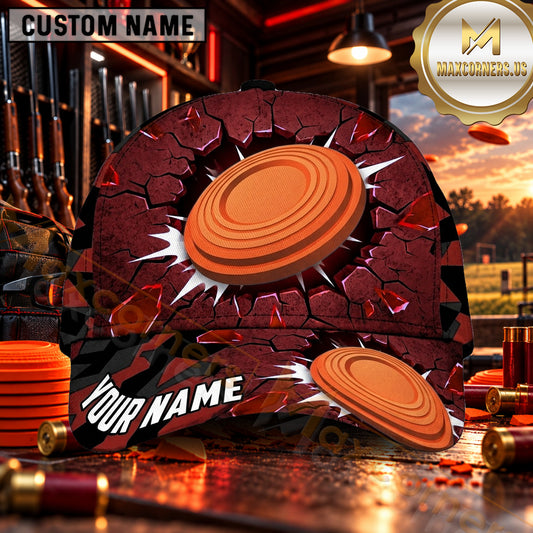 Maxcorners Shattered Clay Target Stone Texture Clay Shooting Personalized Name 3D Cap