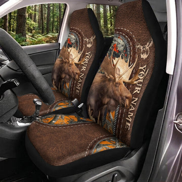 Maxcorners Personalized Name Elk Hunting Brown Camo Car Seat Covers