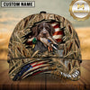 Maxcorners Patriotic Ripped Flag Marsh Camo Dog Hunting Multicolor Options Personalized Name 3D Cap