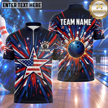 Maxcorners Canada Flag Bowling Jersey Electric Maple Leaf Strike Multiple Options Personalized Name, Team Name 3D Shirt