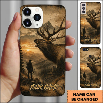 Maxcorners Hunting Elk Mountain Sunset Personalized 3D Phone Case