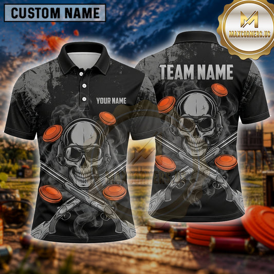 Maxcorners Trap Shooting Shirt Skull Crossbones Artwork Multiple Options Personalized Name, Team Name 3D Shirt