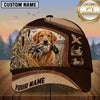 Maxcorners Two Tone Leather Duck Scene Dog Hunting Multicolor Options Personalized Name 3D Cap
