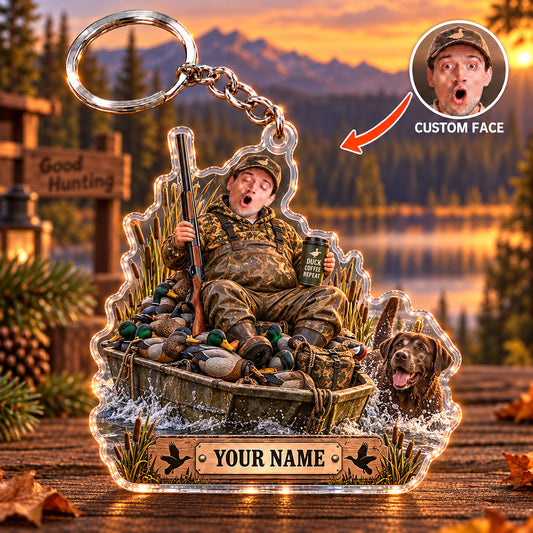 Maxcorners Hunting Dog Funny Tired Hunter Outdoor Adventure Custom Name & Face Custom Gift 2D Flat Acrylic Ornament, Keychain