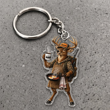 Maxcorners Deer Camping Cook Outdoor Character Custom Name Trap Hunting Custom Gift 2D Flat Acrylic Ornament, Keychain