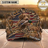 Maxcorners Rustic Woodland Camo Perforated Flag Duck Hunting Dog Cap, Multiple Breeds Personalized Name 3D Cap