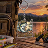 Maxcorners Classic Fishing Reel Illustration Personalized Name 2D Acrylic Keychain Ornament (8 Fish Species)