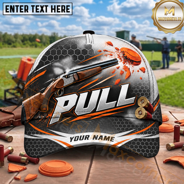 Maxcorners Trap Shooting Pull Shotgun Clay Target Design Multiple Options Personalized Name 3D Cap