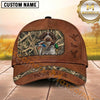 Maxcorners Rustic Leather Framed Retriever Patch Duck Hunting With Dogs Multi Options Personalized Name 3D Cap