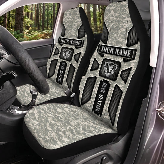 Maxcorners Hunting Tactical Armor White Gray Camo Personalized Name Car Seat Covers