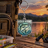 Maxcorners Blue Water Fishing Emblem Personalized Name 2D Acrylic Keychain Ornament (13 Fish Species)