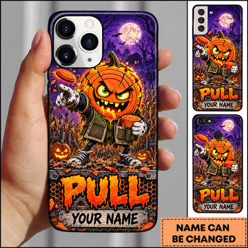 Maxcorners Trap Shooting Halloween Pumpkin Hunter Personalized Name 3D Phone Case