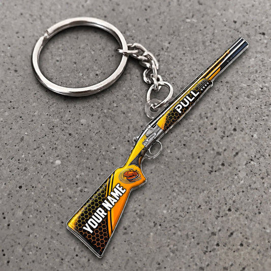 Maxcorners Shotgun Golden Flame Accent Design Custom Name Trap Shooting Custom Gift 2D Flat Acrylic Ornament, Keychain