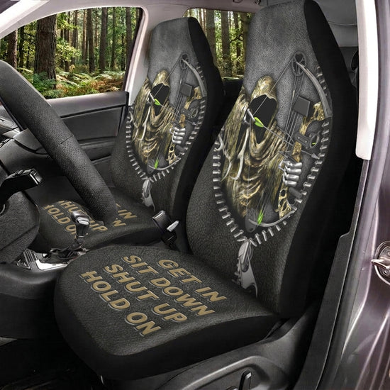 Maxcorners Deer Hunting Hold On Black Camo Car Seat Covers