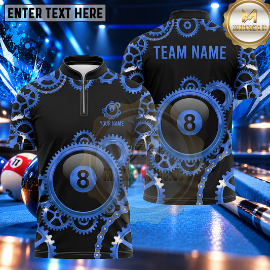 Maxcorners Vintage Clockwork Gear Pattern Pool Multiple Options Personalized Name, Team Name 3D Shirt