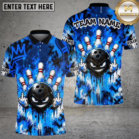 Maxcorners Bowling Angry Ball Middle Finger Graffiti Multiple Options Personalized Name, Team Name 3D Shirt