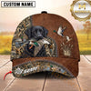 Maxcorners Rustic Brown Leather Waterfowl Duck Hunting Dog Cap, Multiple Breeds Personalized Name 3D Cap