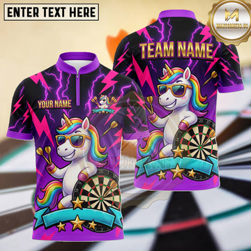 Maxcorners Rainbow Unicorn Shooting Star Dartboard Multiple Options Personalized Name, Team Name 3D Shirt