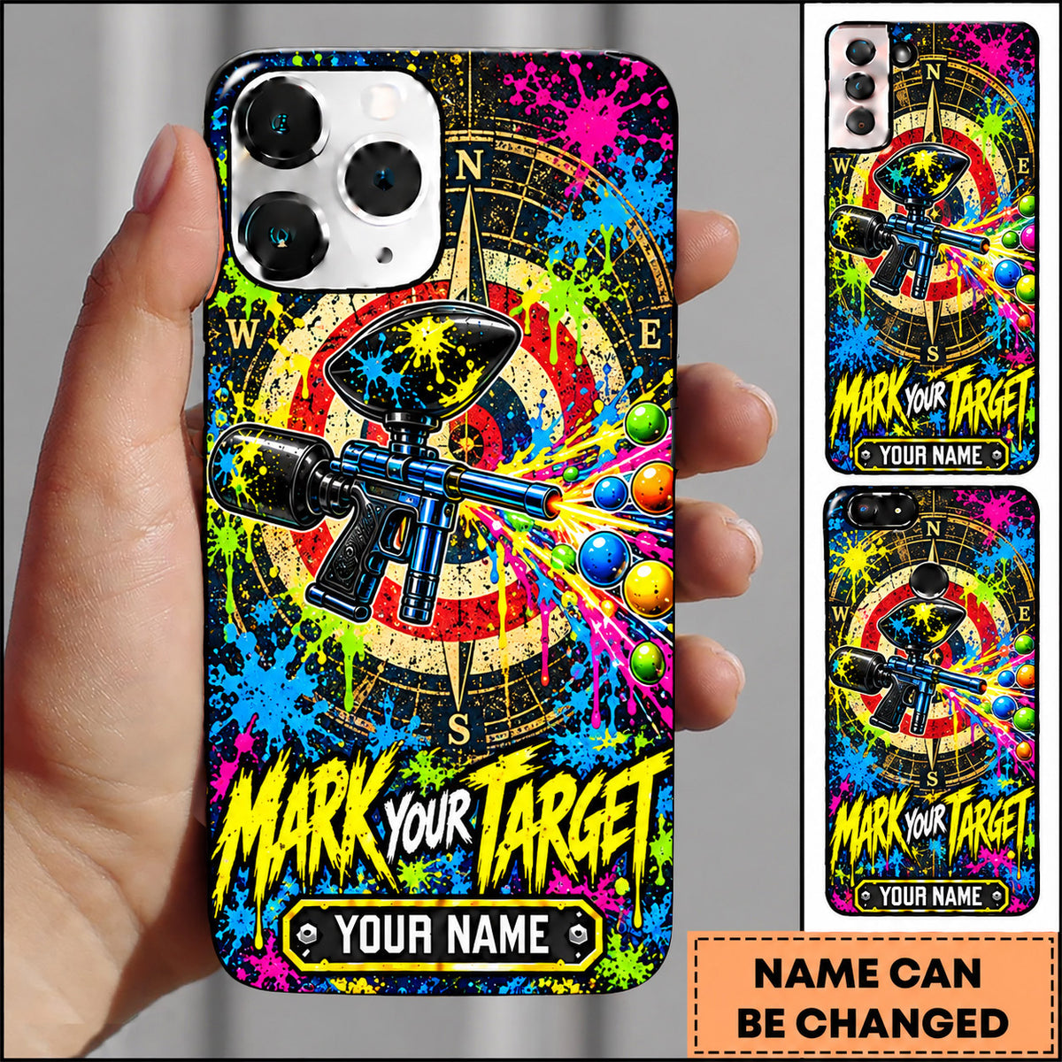 Maxcorners Paintball Mark Your Target Compass Personalized Name 3D Phone Case