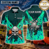 Maxcorners Trap Shooting Shirt Skull Flaming Crossed Rifles Multiple Options Personalized Name, Team Name 3D Shirt