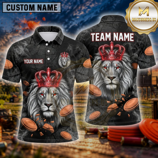 Maxcorners Trap Shooting Shirt Lion Royal Crown Multiple Options Personalized Name, Team Name 3D Shirt