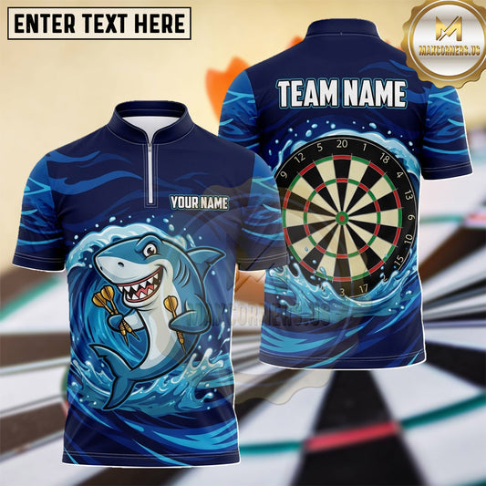 Maxcorners Smiling Shark Ocean Waves Dartboard Multiple Options Personalized Name, Team Name 3D Shirt