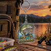Maxcorners Dynamic Ocean Wave Fishing Artwork Personalized Name 2D Acrylic Keychain Ornament (8 Fish Species)