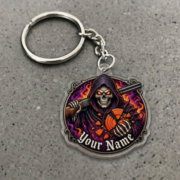 Maxcorners Grim Reaper Gothic Clay Shooting Artwork Custom Name Trap Shooting Custom Gift 2D Flat Acrylic Ornament, Keychain