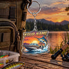Maxcorners Sunset Speedboat Fishing Artwork Personalized Name 2D Acrylic Keychain Ornament (8 Fish Species)