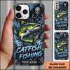 Maxcorners Fishing Skull Hook Grunge Artwork Multiple Options Personalized Name Phone Case (13 Fish Species)