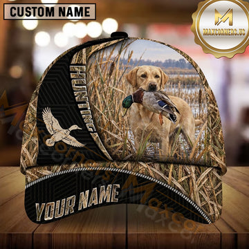 Maxcorners Black Geometric Marsh Camo Dog Hunting Multicolor Options Personalized Name 3D Cap